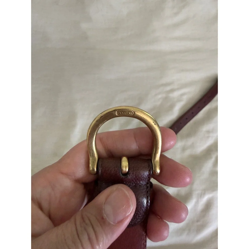 Vintage Coach 3701 Brown Leather Belt Size 44 Brass Buckle Made England